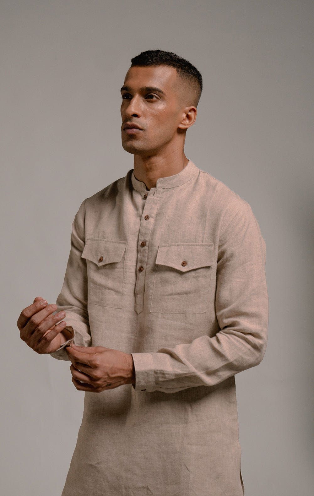 Undyed Linen Men's Saif Kurta - image 3