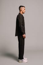 Carbon Co-Linen Men's Band Collar Shirt - Sale view 6