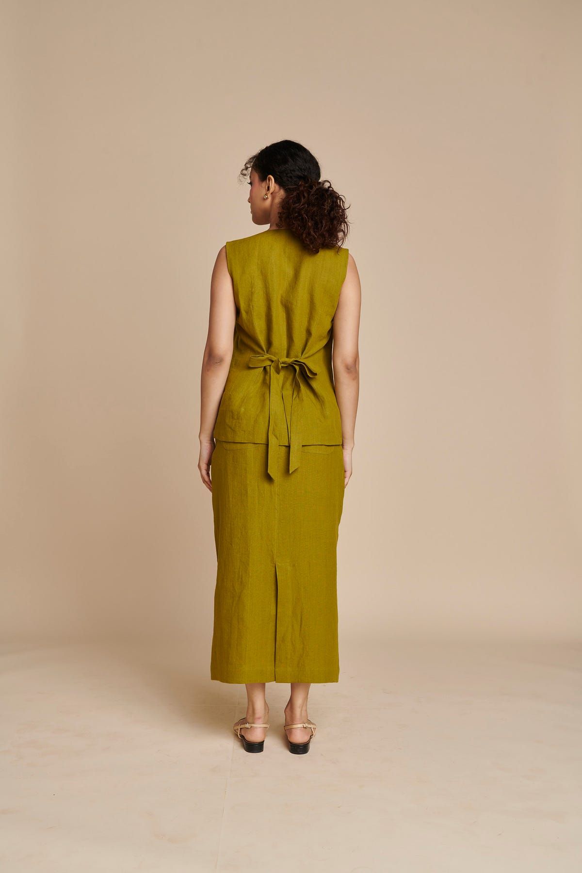 Mehendi Linen Vest & Column Skirt Set - image 7