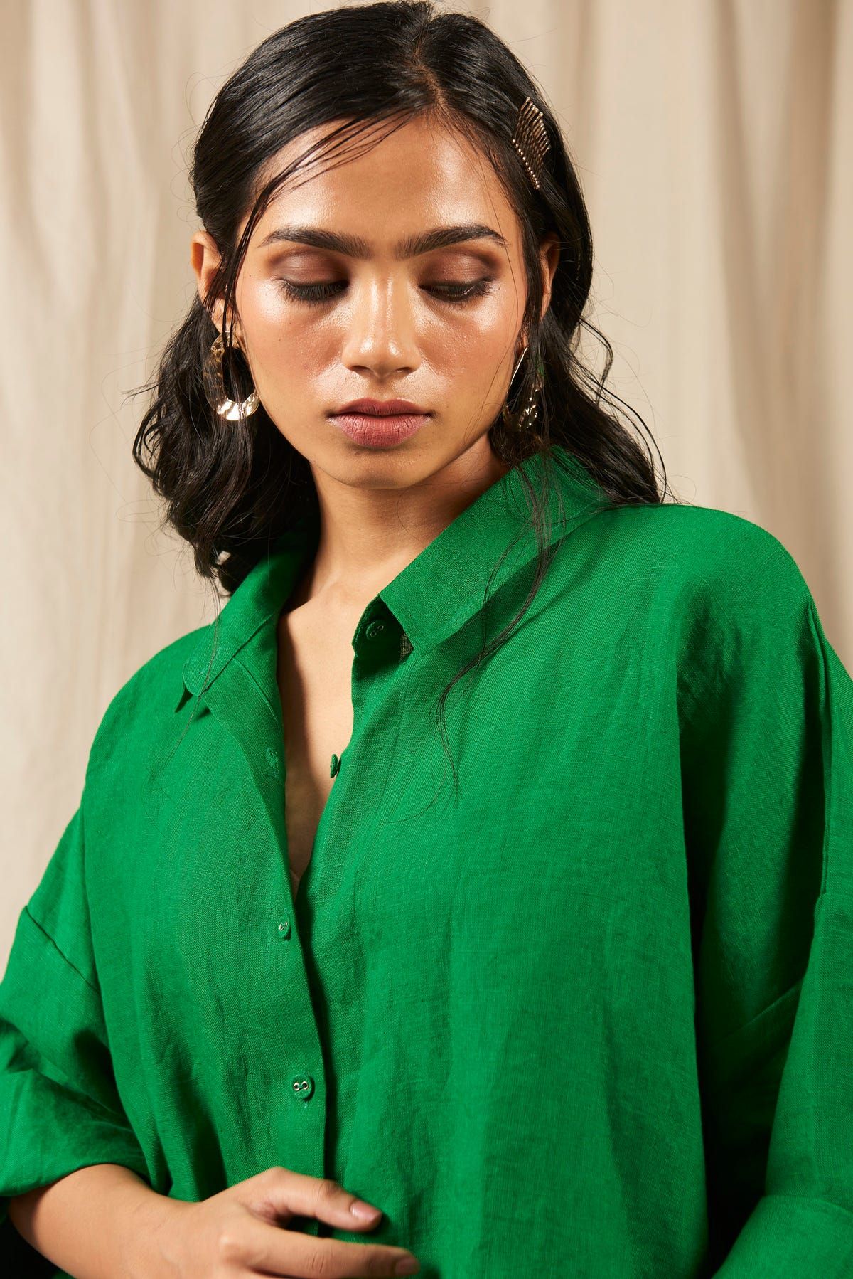Panna Linen Oversized Flared Shirt - image 5