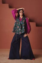 Neel Linen Denim Flared Pants - Sale view 1