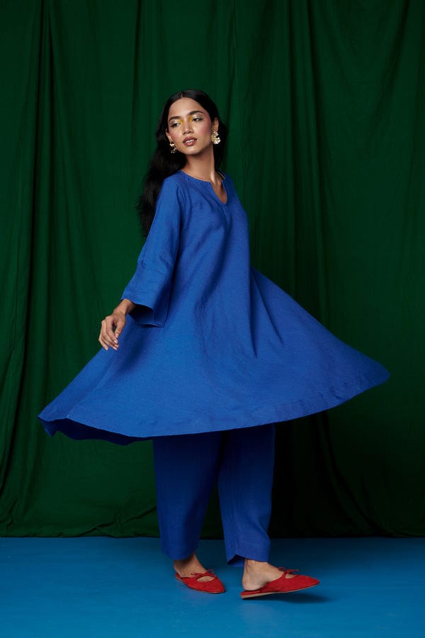 Saphed — Neelam Linen Pheran Kurta Set - Sale