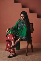Panna Linen Multi-Panelled Kurta Set view 5