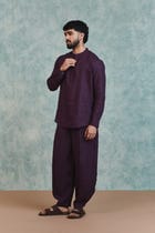 Plum Linen Men's Barrel Pants view 2