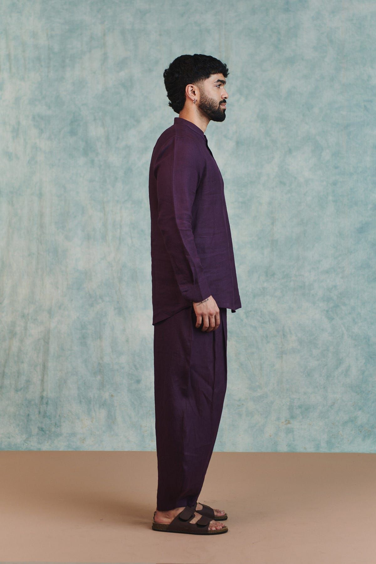Plum Linen Men's Barrel Pants - image 5