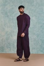 Plum Linen Men's Barrel Pants view 6
