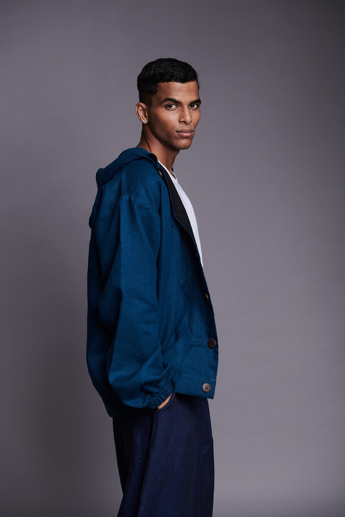 Indigo Linen Men's Hoodie - image 1
