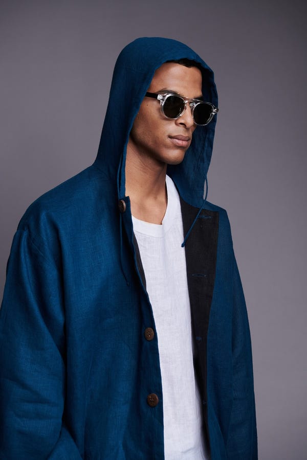 Saphed — Indigo Linen Men's Hoodie