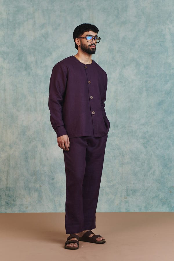 Saphed — Plum Linen Men's Lounge Pants