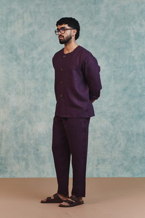 Saphed — Plum Linen Men's Lounge Pants