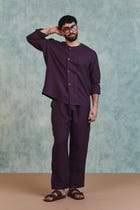Plum Linen Men's Lounge Pants view 6