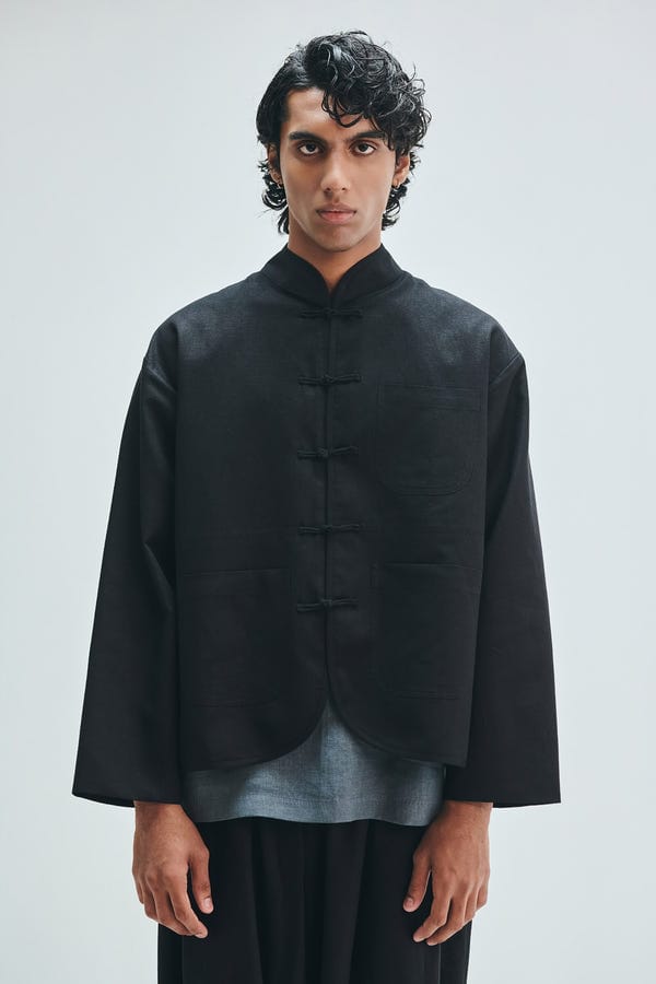 Saphed — Kohl Co-Linen Men’s Mandarin Collar Jacket