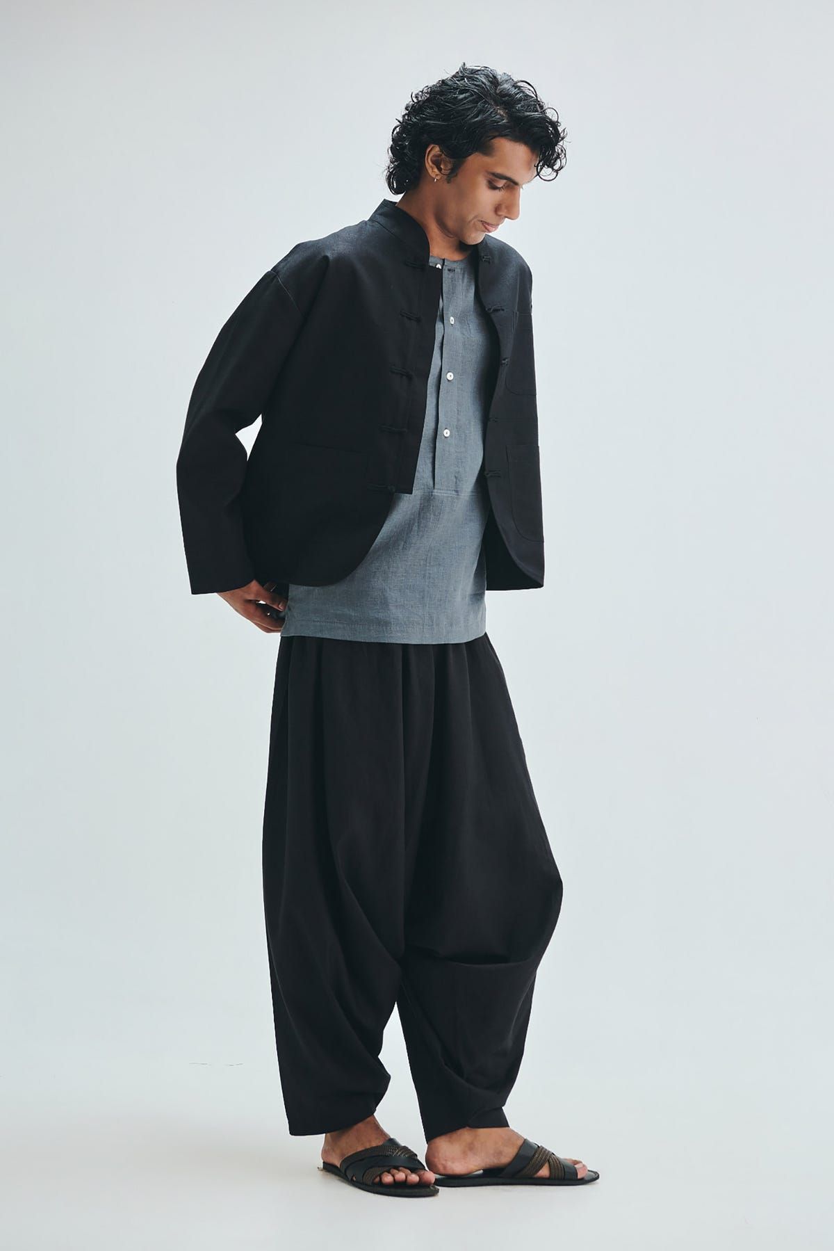 Kohl Co-Linen Men’s Mandarin Collar Jacket - image 5
