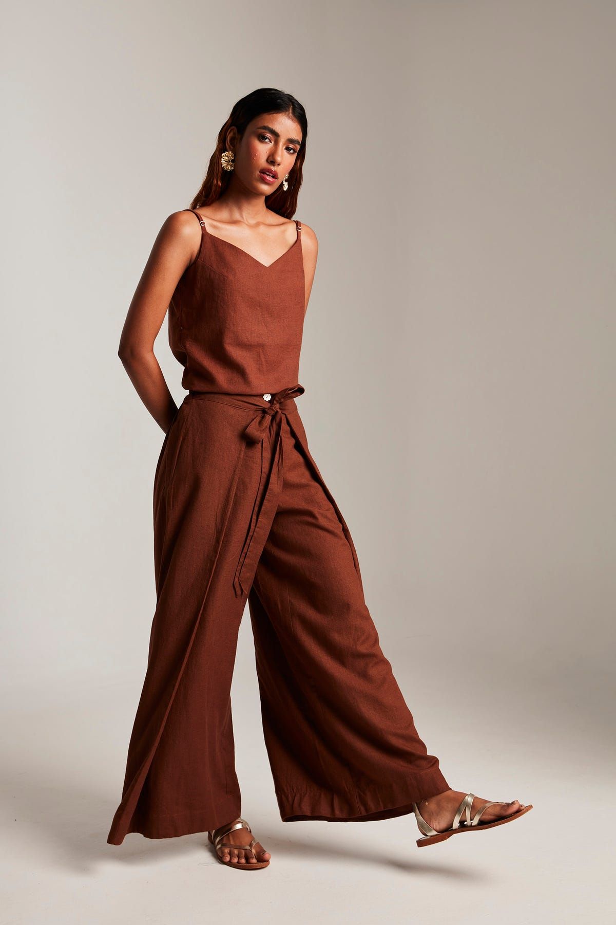 Cinnamon Linen Wrap Pants - image 2