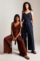 Cinnamon Linen Wrap Pants view 5