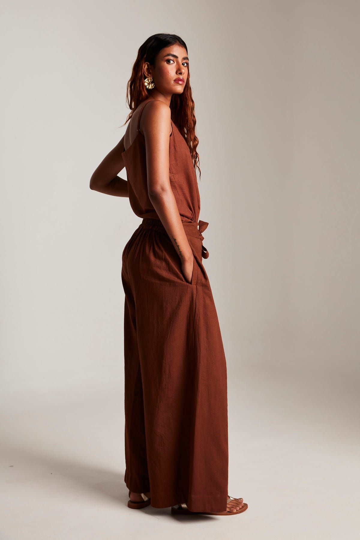 Cinnamon Linen Wrap Pants - image 6