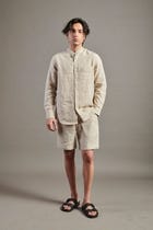 Undyed Linen Band Collar Shirt view 2