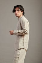 Undyed Linen Band Collar Shirt view 7