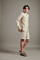 Undyed Linen Band Collar Shirt view 8