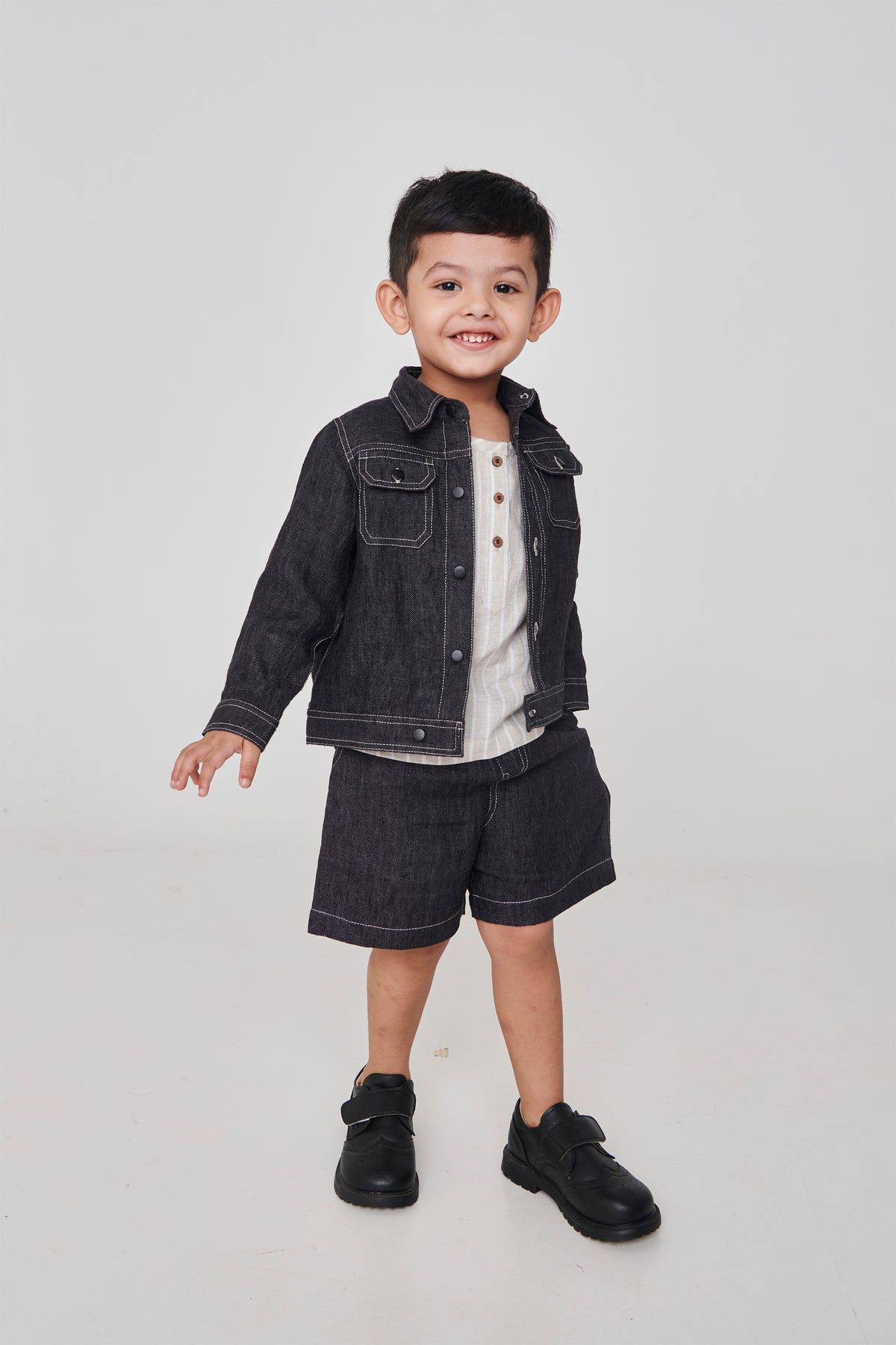 Graphite Linen Denim Boys Jacket Set - image 1