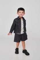 Graphite Linen Denim Boys Jacket Set view 1