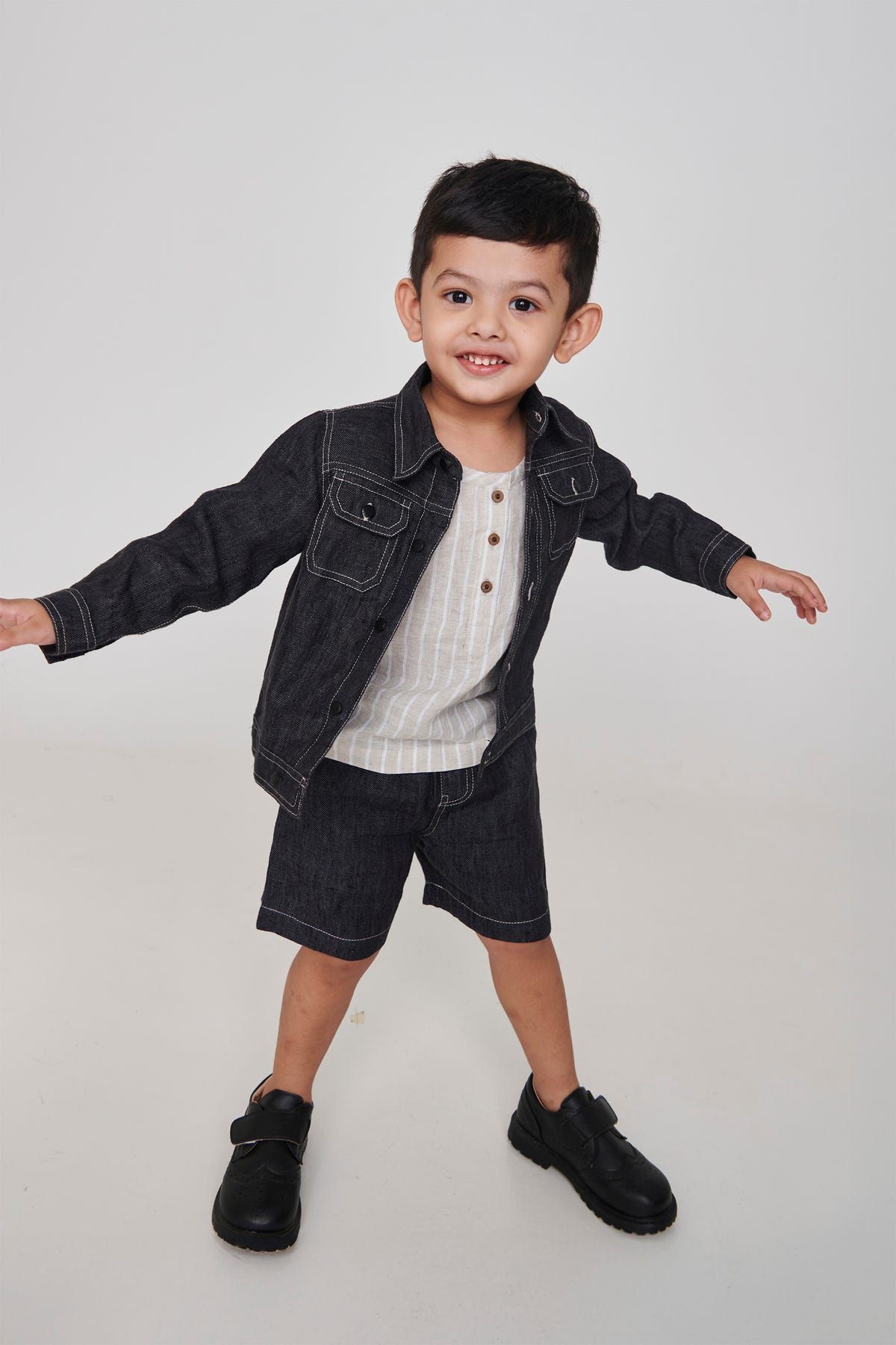 Graphite Linen Denim Boys Jacket Set - image 3