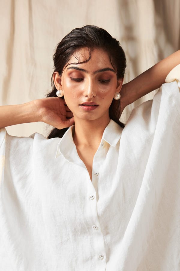 Saphed — Taj Co-Linen Oversized Flared Shirt