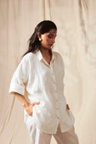 Taj Co-Linen Oversized Flared Shirt view 3