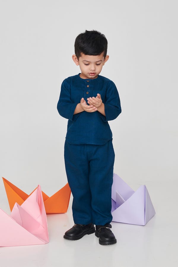 Saphed — Indigo Linen Boys Pyjama Set