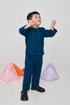 Indigo Linen Boys Pyjama Set view 3