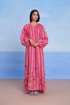Amalfi Linen Puff Sleeves Dress - Sale view 1