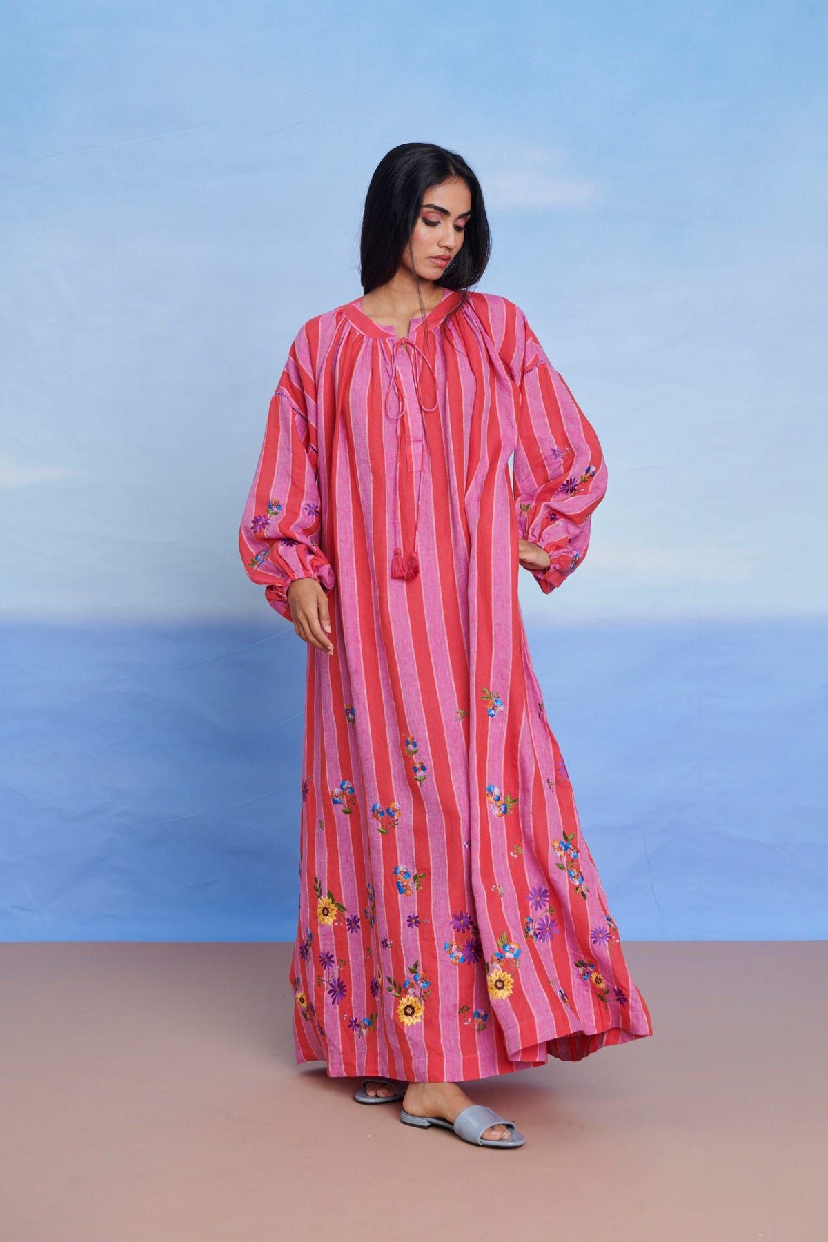Amalfi Linen Puff Sleeves Dress - Sale - image 4