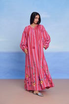 Amalfi Linen Puff Sleeves Dress - Sale view 4