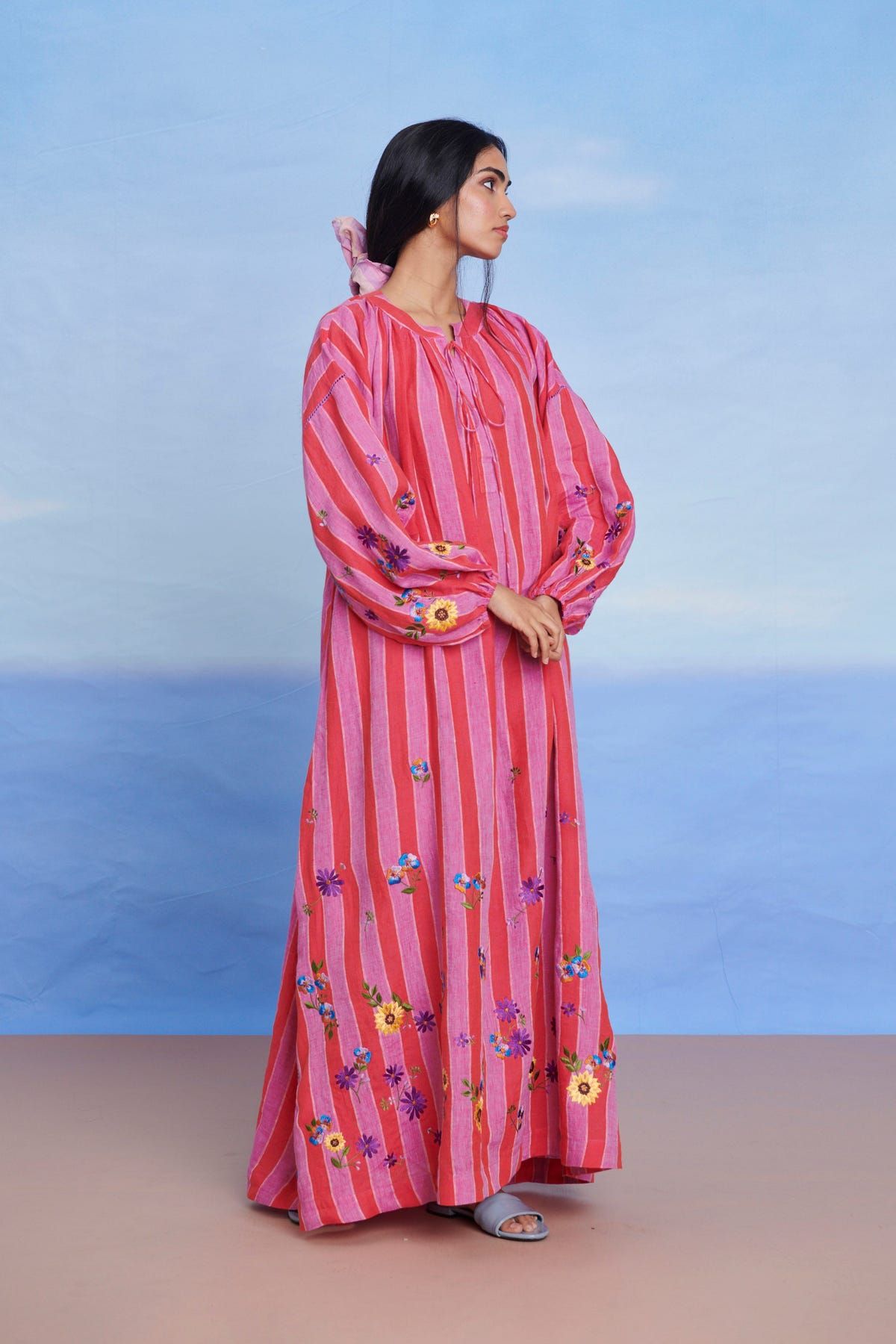 Amalfi Linen Puff Sleeves Dress - Sale - image 7