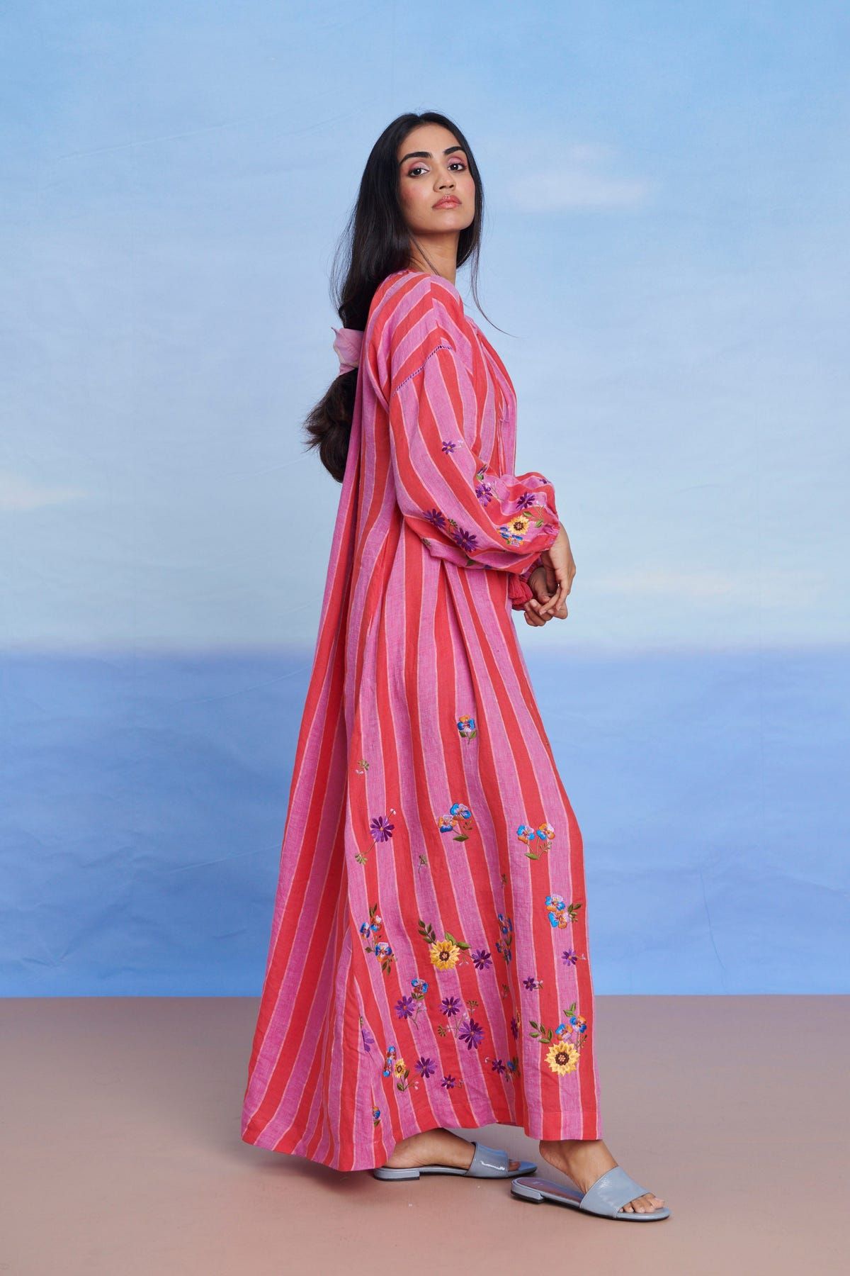 Amalfi Linen Puff Sleeves Dress - Sale - image 8