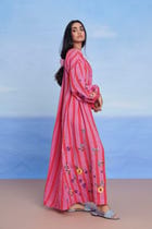 Amalfi Linen Puff Sleeves Dress - Sale view 8
