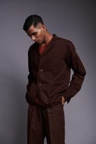 Coffee Co-Linen Men's Relaxed Blazer Set view 6