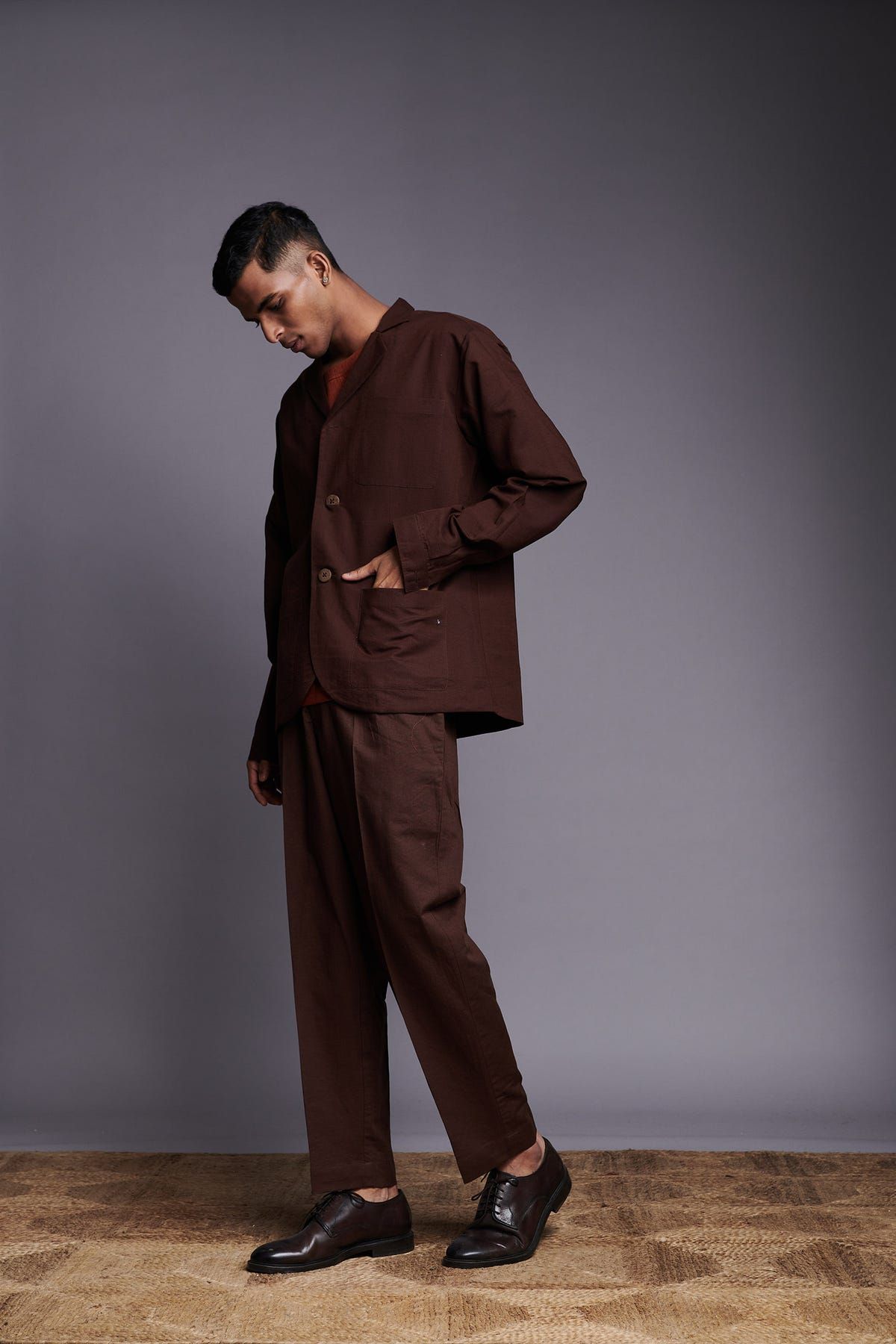 Coffee Co-Linen Men's Relaxed Blazer Set - image 7