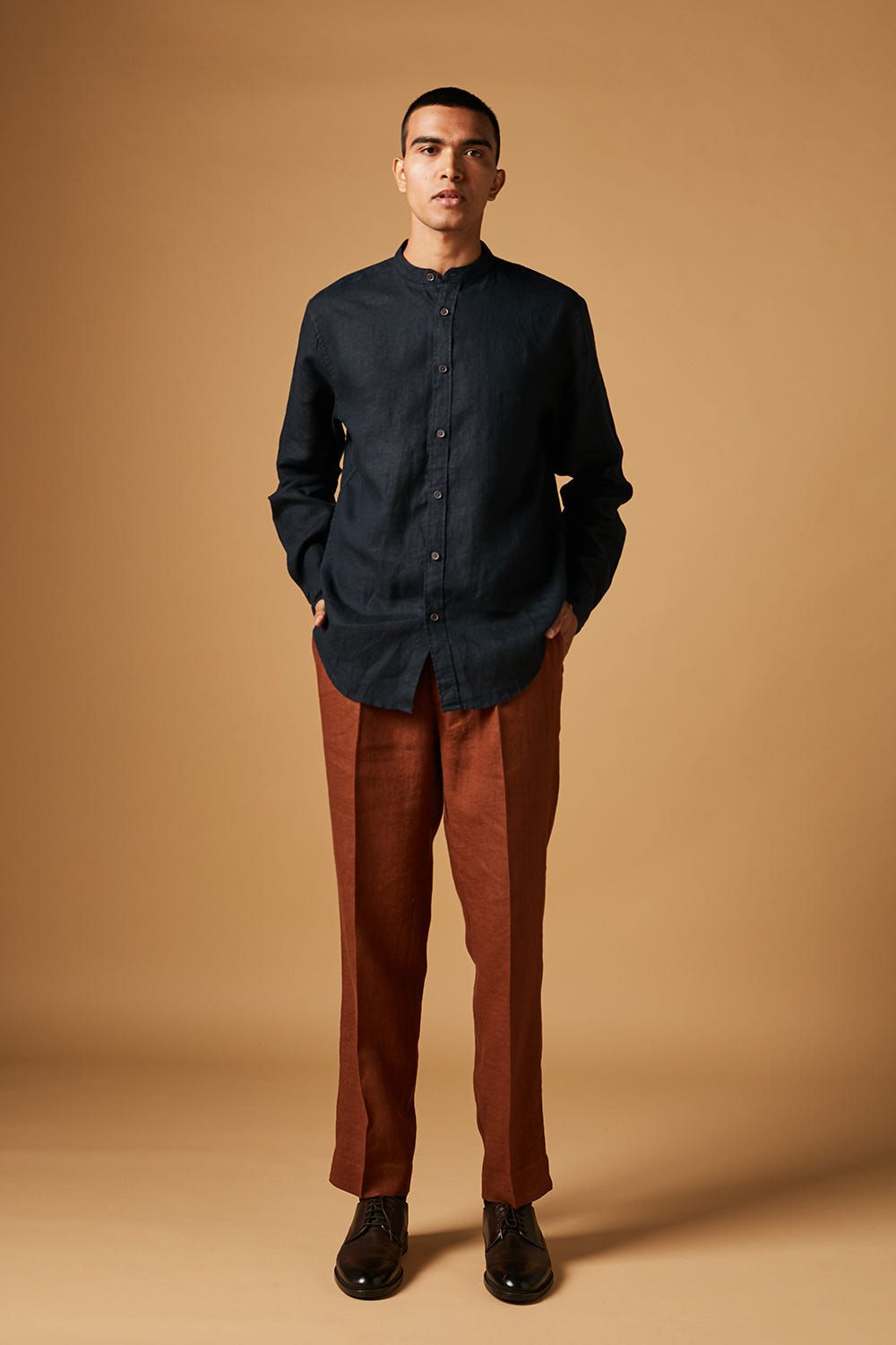 Kohl Co-Linen Band Collar Shirt - image 7