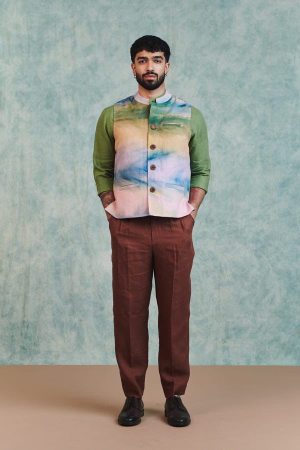 Saphed — Prism Co-Linen Men's Nehru Jacket