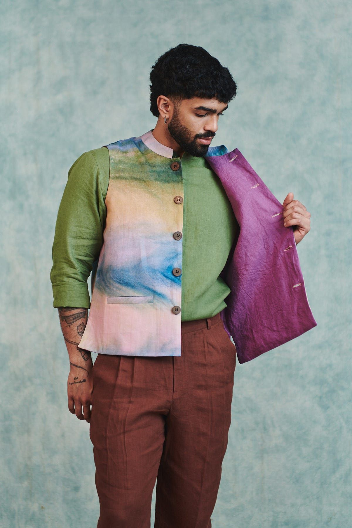 Prism Co-Linen Men's Nehru Jacket - image 8