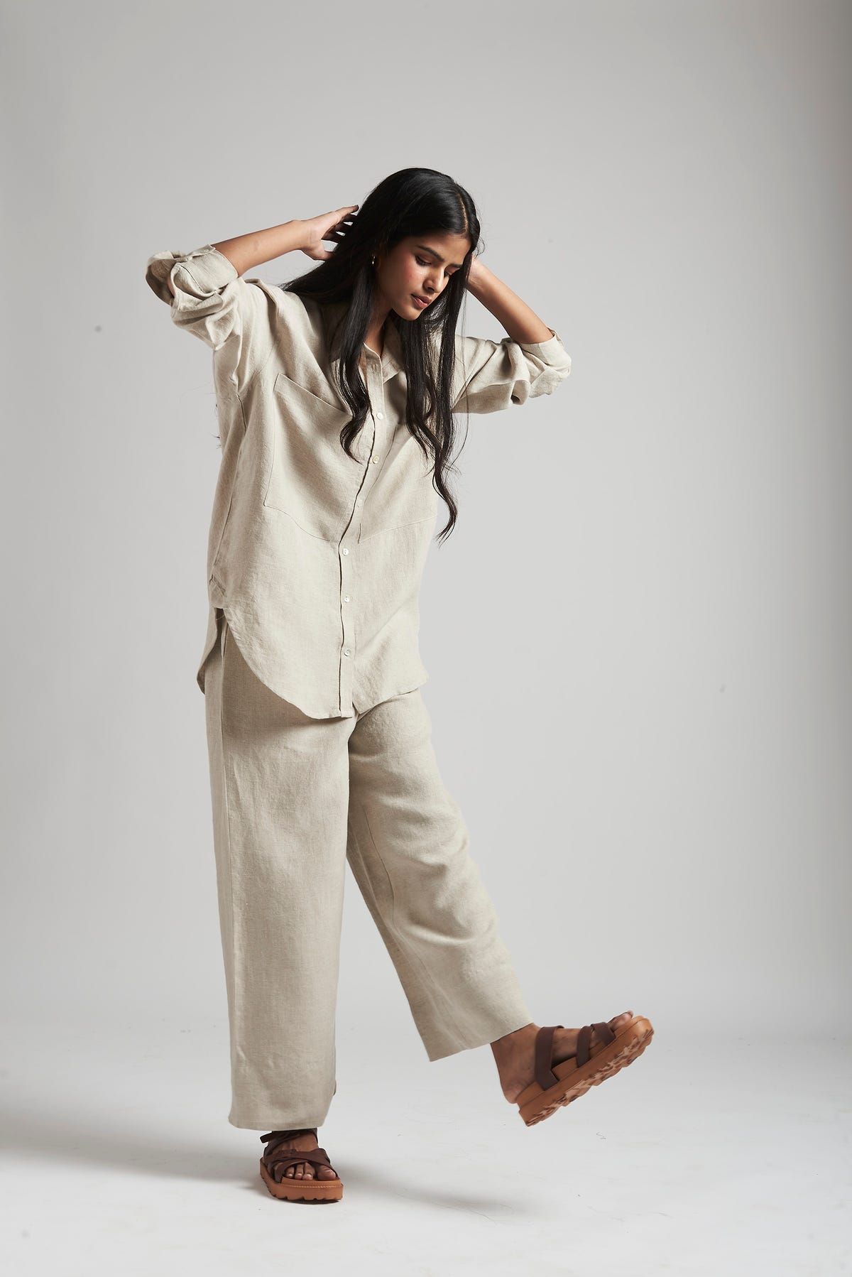 Undyed Linen Pyjama Pants - image 1