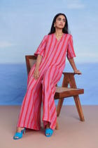 Amalfi Linen Half Sleeves Flared Jumpsuit - Sale view 5