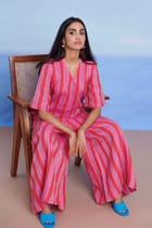 Amalfi Linen Half Sleeves Flared Jumpsuit - Sale view 6