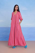 Amalfi Linen Half Sleeves Flared Jumpsuit - Sale view 8