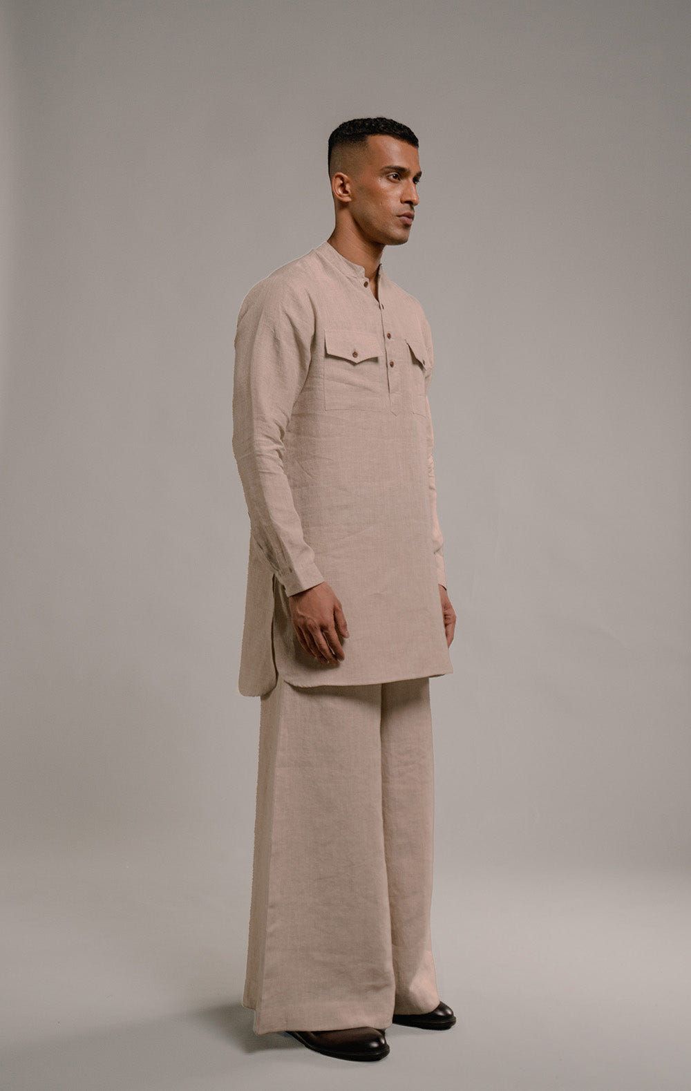 Undyed Linen Men's Flared Pants - image 2
