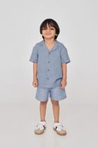 Sky Linen Boys Camp Collar Shirt view 5