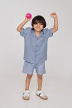 Sky Linen Boys Camp Collar Shirt view 6