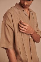 Mousse Linen Men's Pleated Camp Collar Shirt - Sale view 5