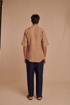 Mousse Linen Men's Pleated Camp Collar Shirt - Sale view 6